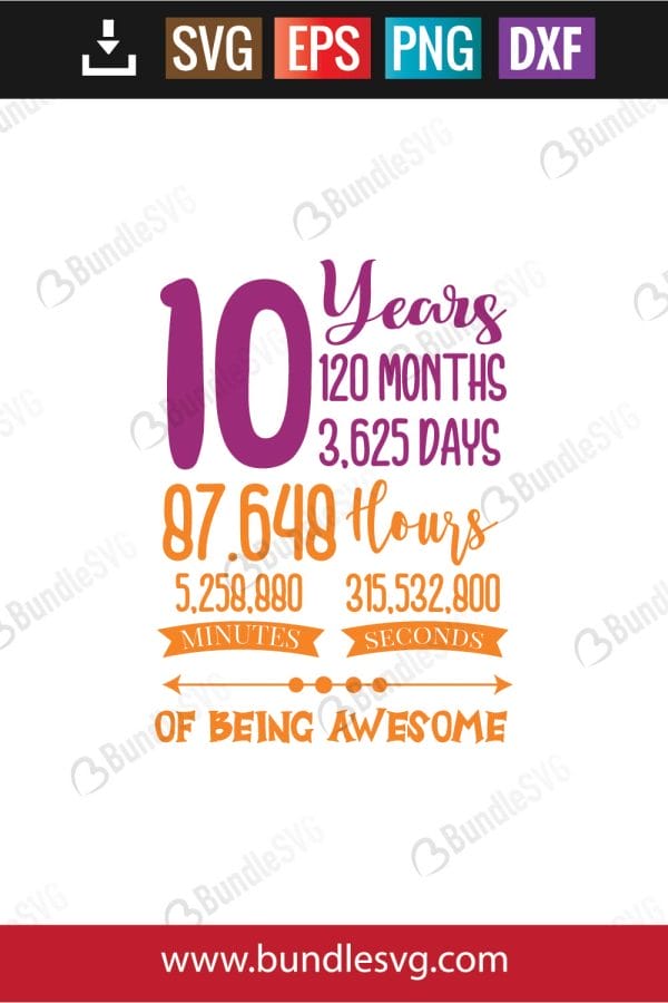 10 Years 120 Months SVG Cut Files