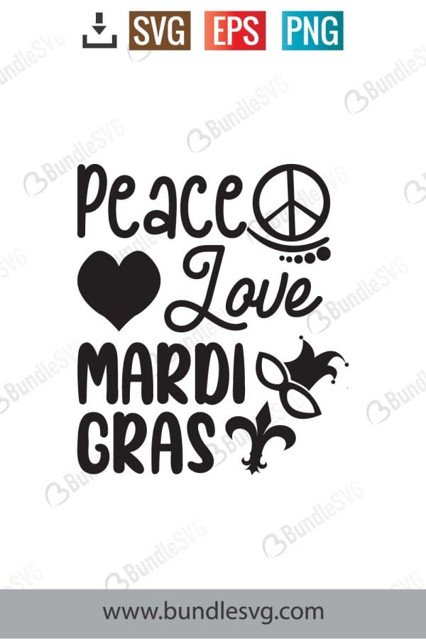 Peace Love Mardi Gras Svg