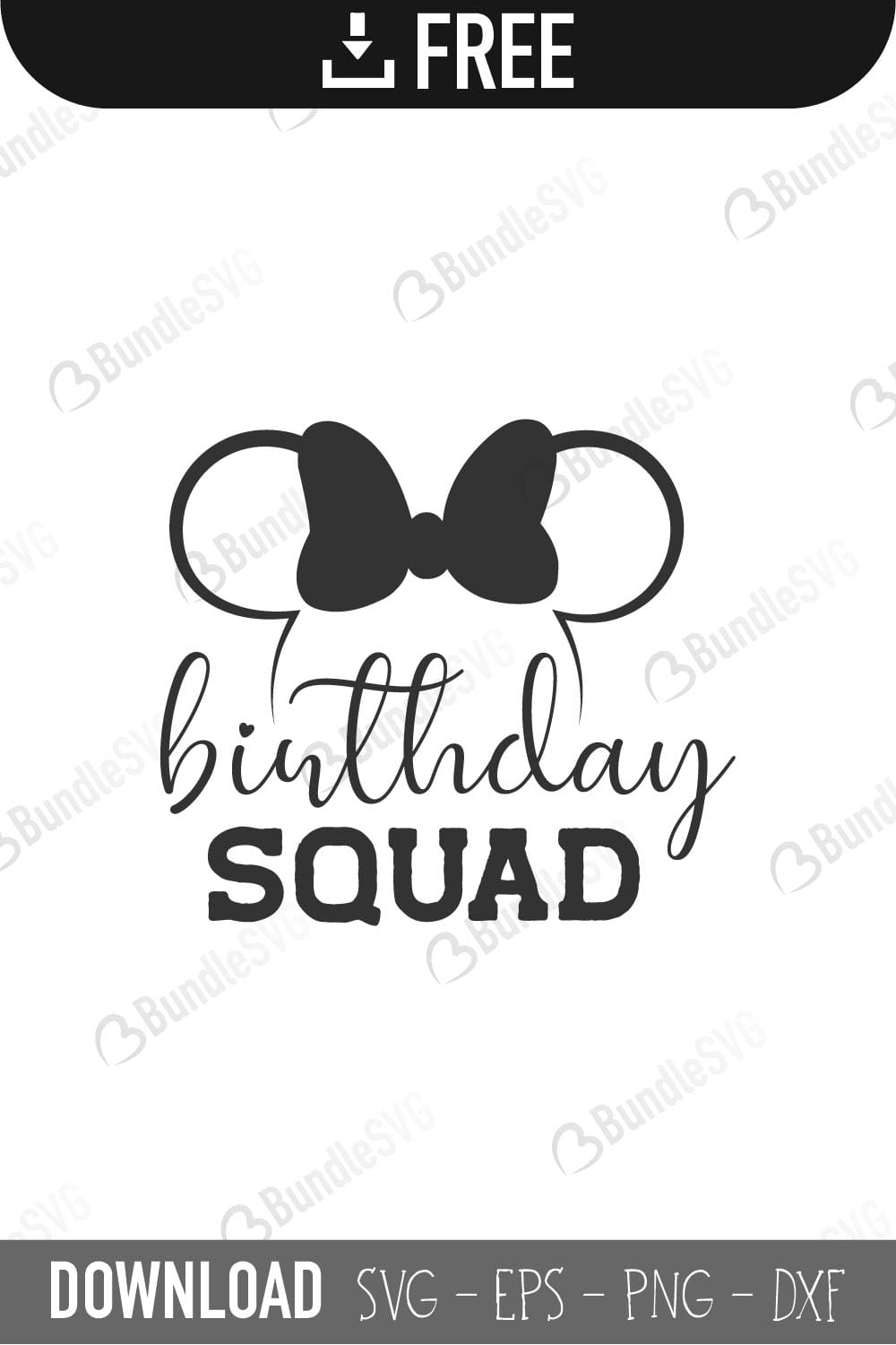 Birthday Squad Minnie SVG Cut Files Free Download | BundleSVG.com