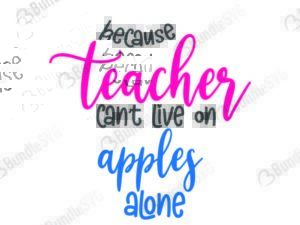 because, teacher, apples, alone, school, school free, school download, school free svg, school svg, school design, school cricut, school silhouette, school svg cut files free, svg, cut files, svg, dxf, silhouette, vector, kindergarten, grade, kinder, preschool, because teacher can't live alone svg