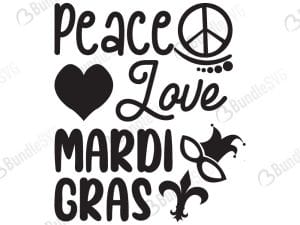 Peace Love Mardi Gras Svg