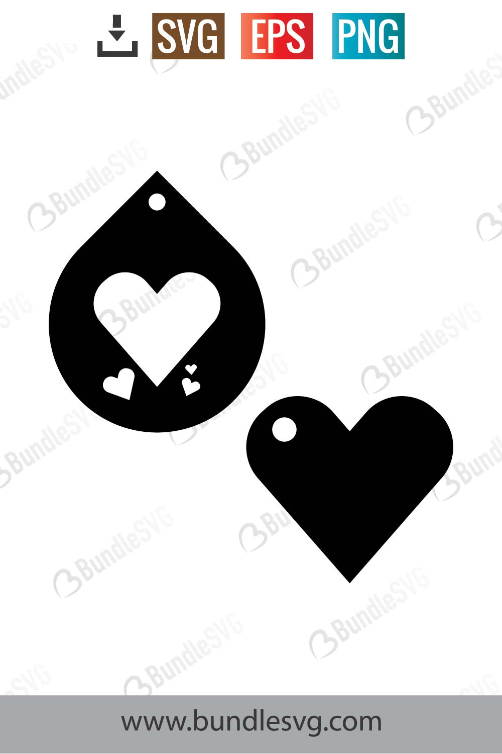 Heart Earring Svg Free Download | BundleSVG.com