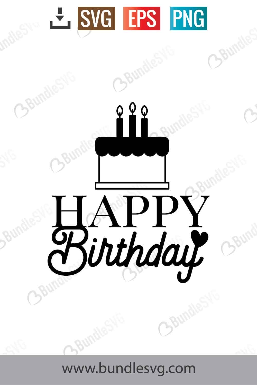 Happy Birthday Cake Topper Svg